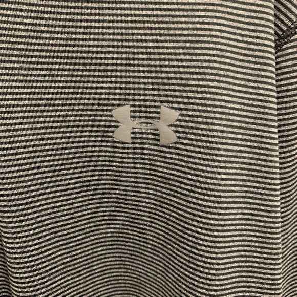 Under Armour Mens Black Striped Fitted Coldgear V Neck Long Sleeve Shirt 2XL - Picture 3 of 7